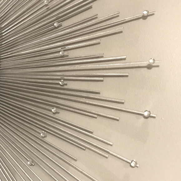 Large 35" Silver Sunburst Mirror with Gems Decorative Wall Mirror - Picture 3 of 5